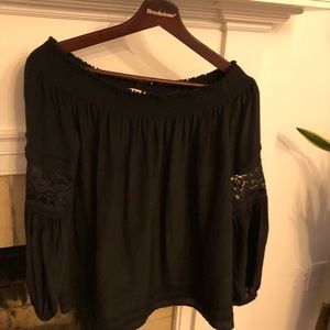 Off shoulder silk shirt large